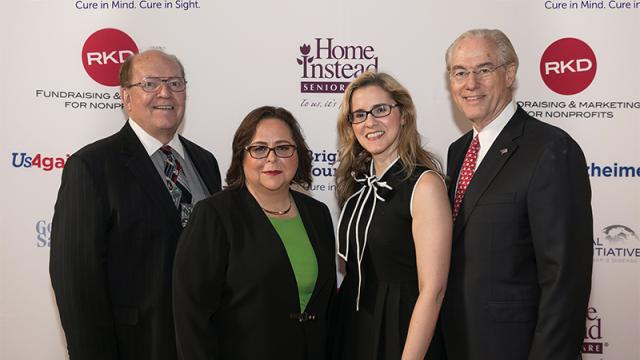 From left: Joe Hollyfield, PhD, Stacy Haller, Jennifer Gatchel, MD, PhD, George Vradenburg